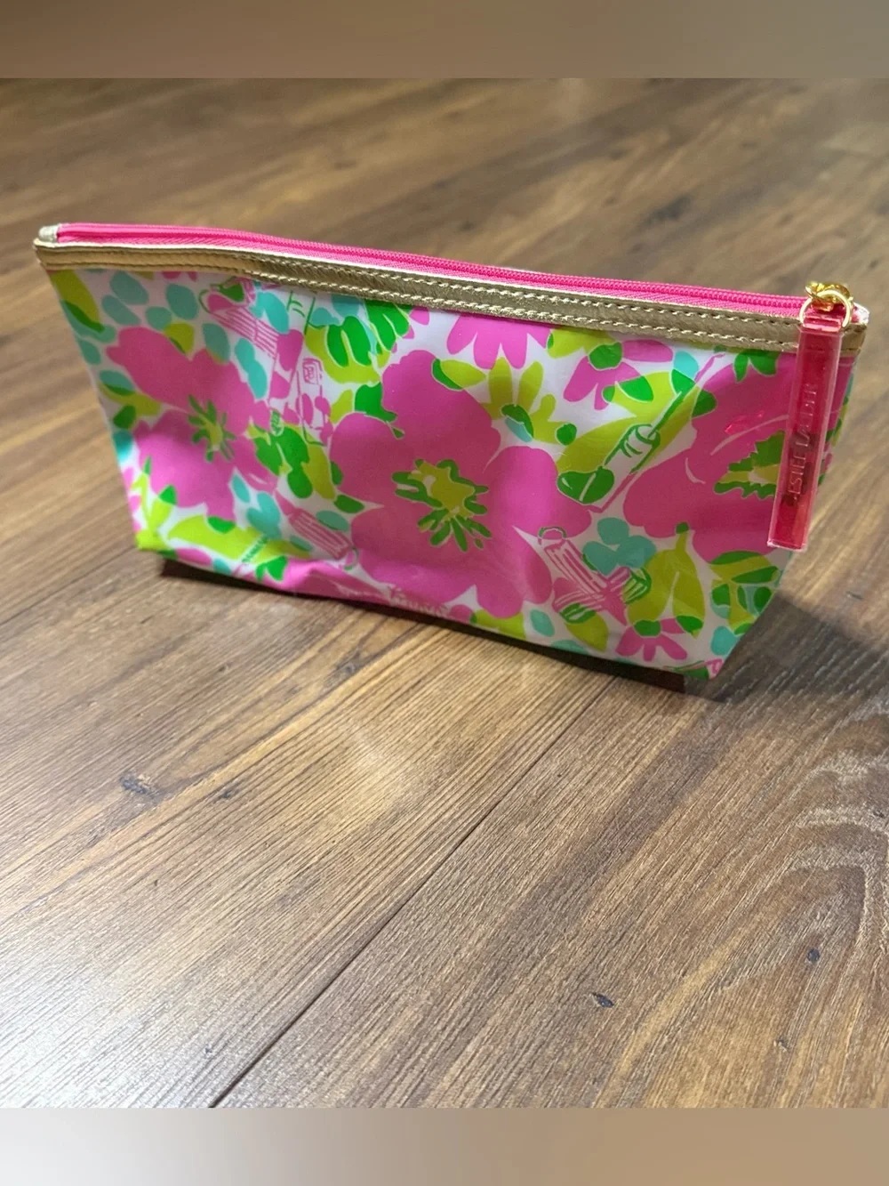 Lilly Pulitzer for Estée Lauder Pink Floral Cosmetic Makeup Bag Pouch